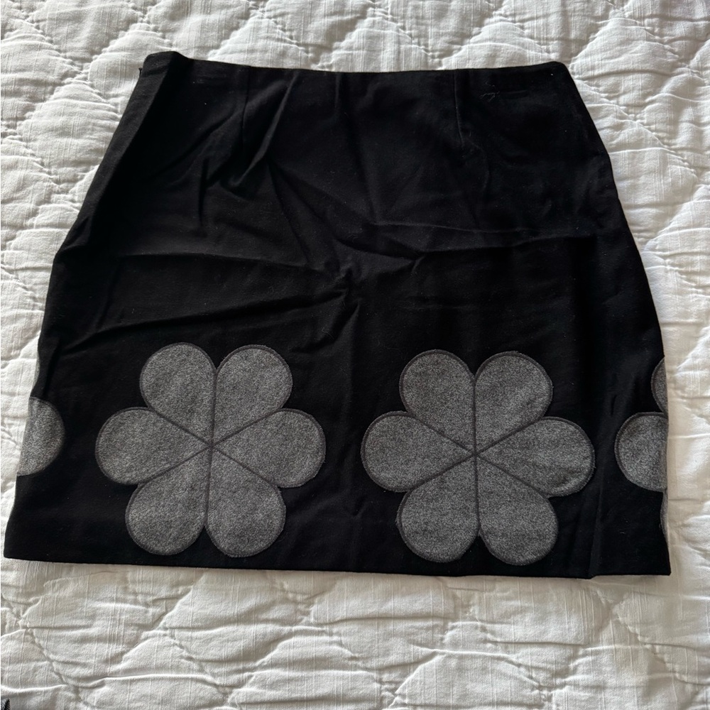 Boden Black Mini Skirt with Gray Floral Accents